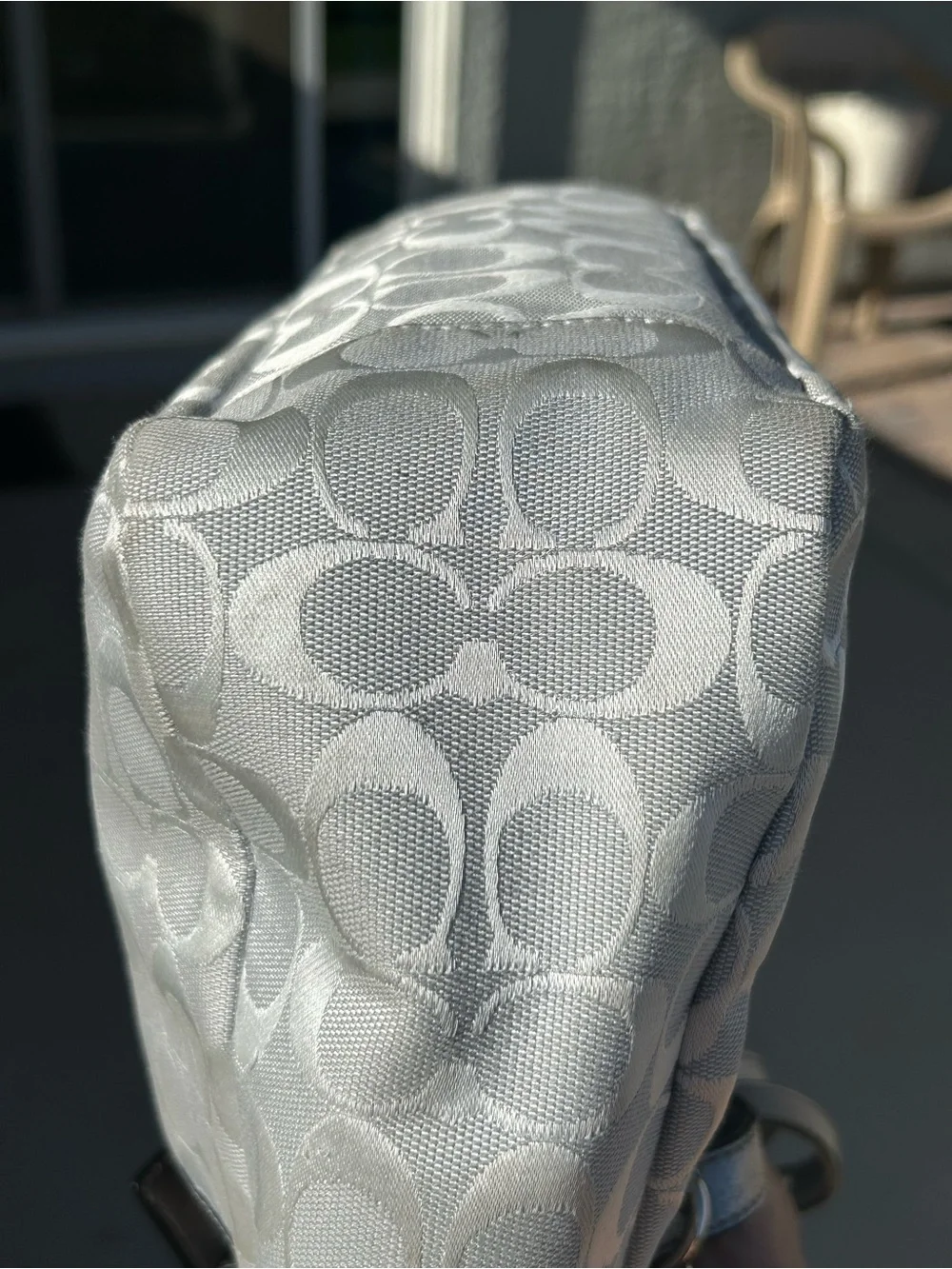 Coach 2011 Gallery Metallic Silver Gray Signature Jacquard Tote - Picture 10 of 11